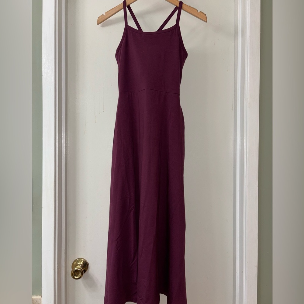 Pact Maroon Organic Cotton Midi Fit & Flare Dress